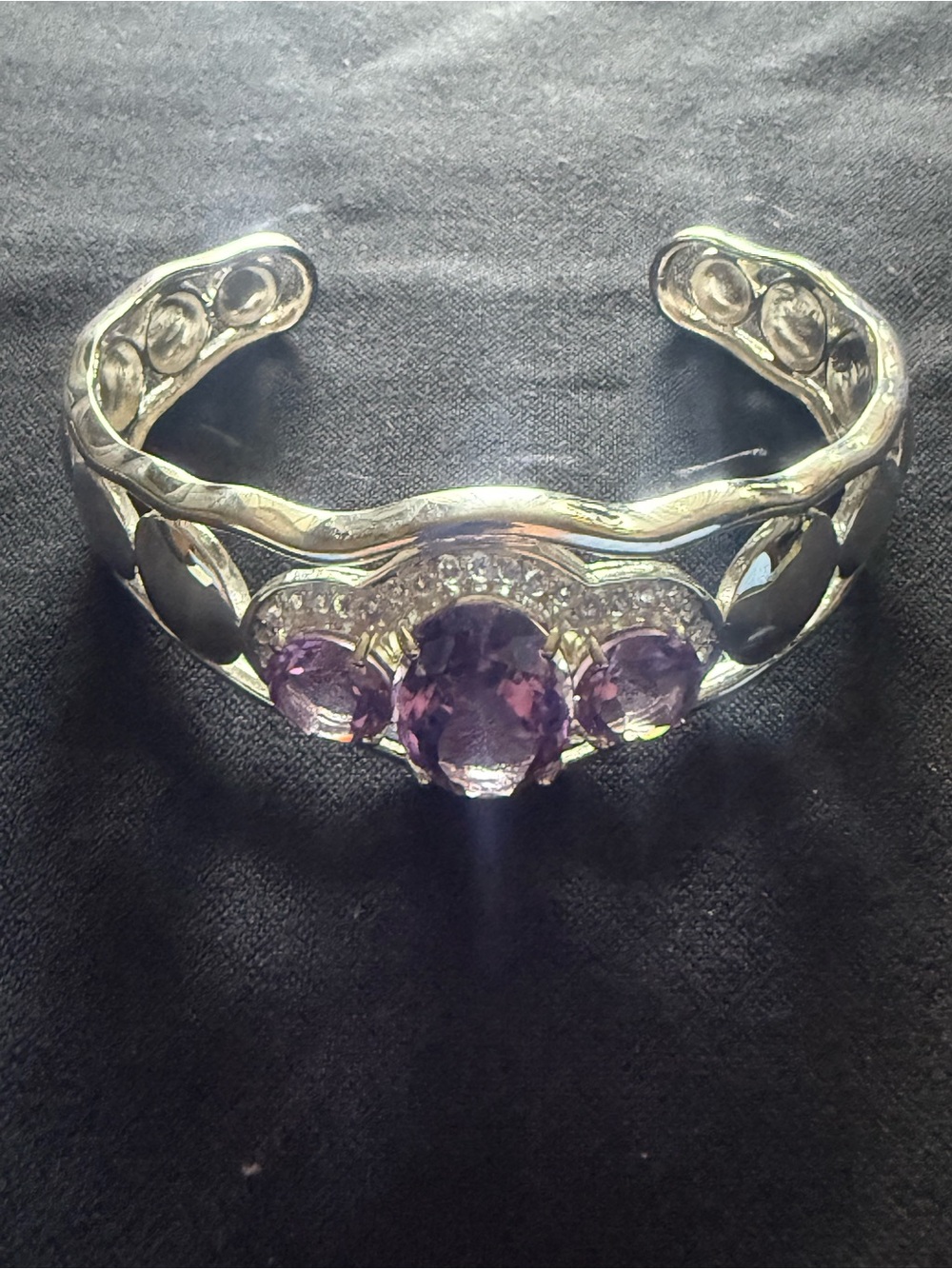 Sterling Silver Cuff Bracelet with amethyst and tanzanite